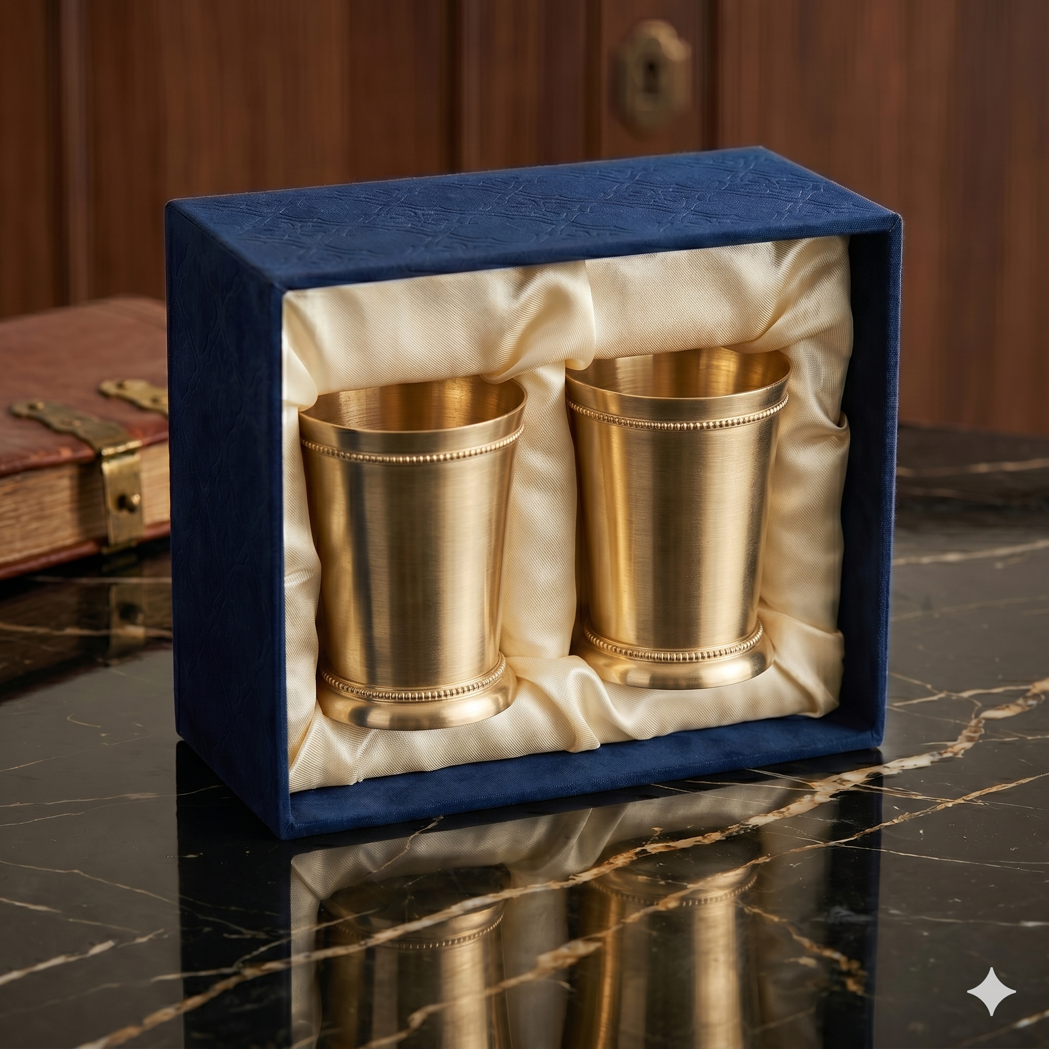 Classic Brass Tumbler Set – Minimalist Golden Glass Combo (Set of 2)