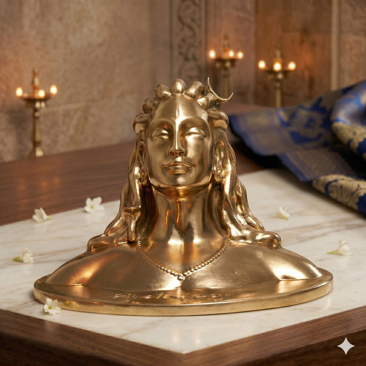 Premium 100% Brass  Shiva Idol – Matte Gold Finish Lord Shiva Bust for Home Decor, Pooja Room & Gifting (Fine Detailing)