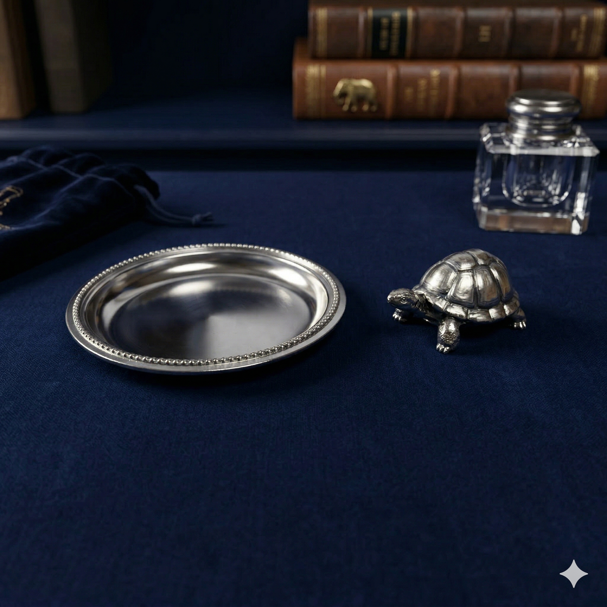 Premium Silver Plated Feng Shui Vastu Tortoise with Beaded Plate