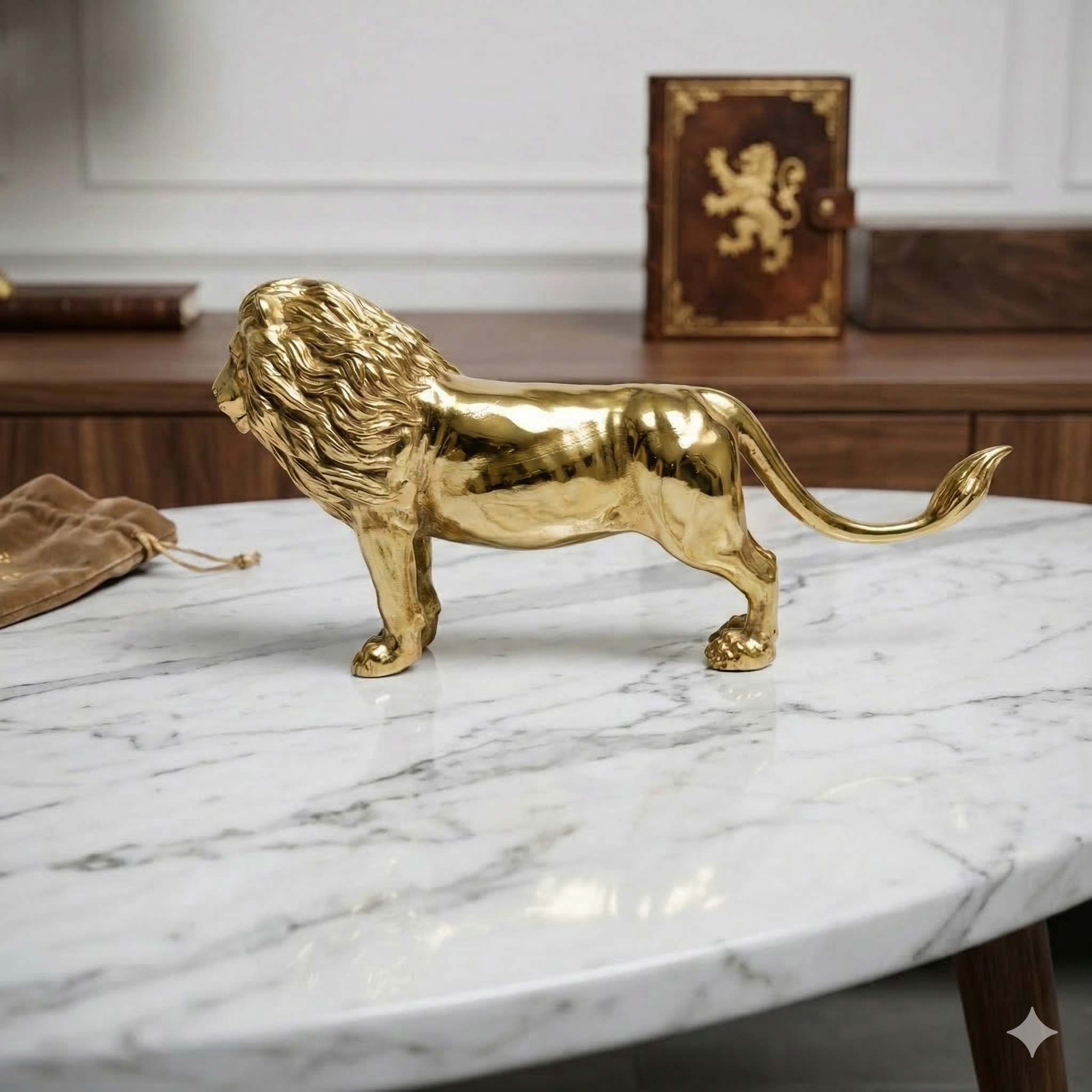 Premium Pure Brass Majestic Standing Lion Figurine