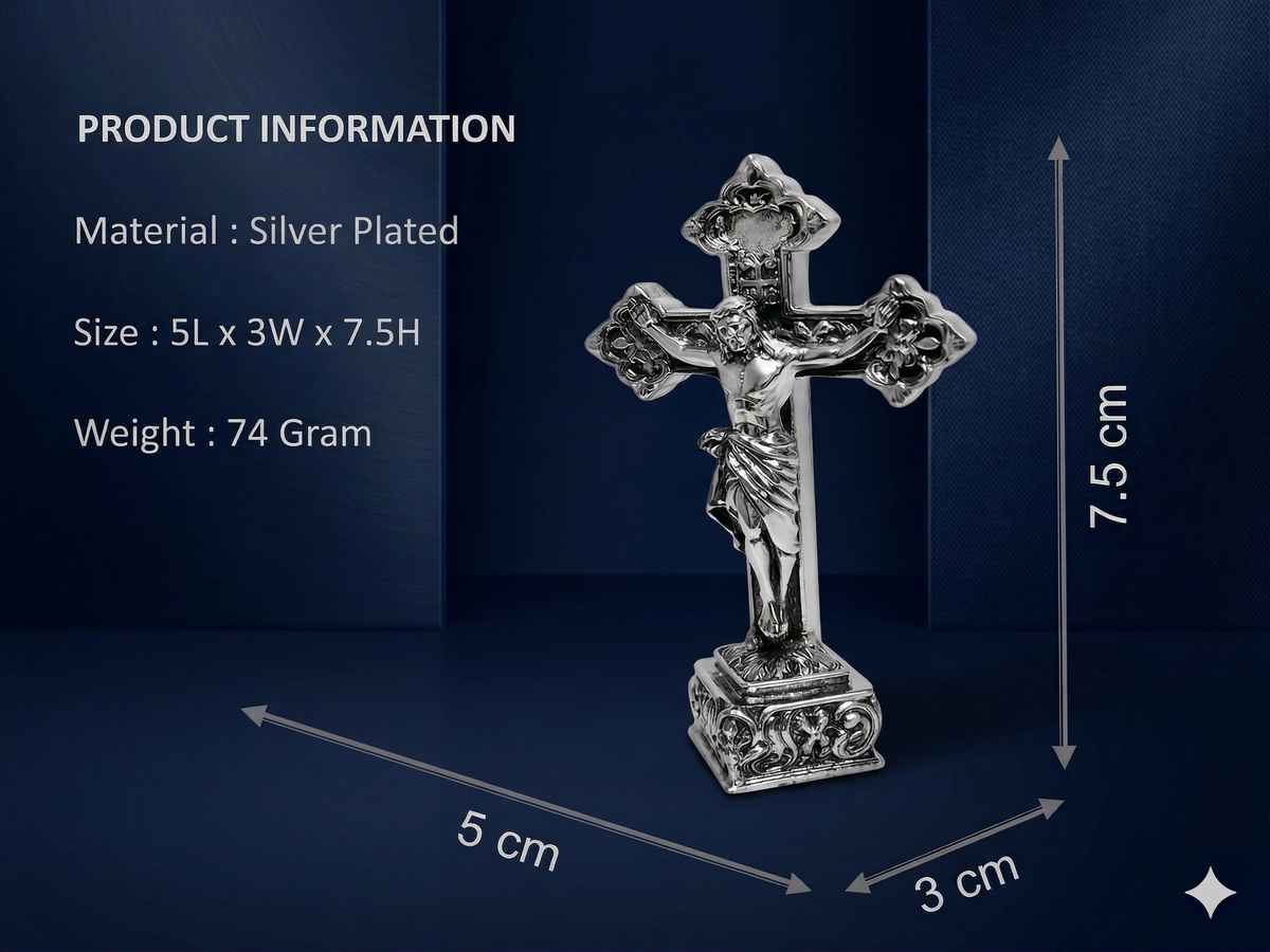 Title Silver-Plated Jesus Christ Crucifix Cross – Premium Handcrafted Altar Statue for Christian Home Décor & Devotional Gifting