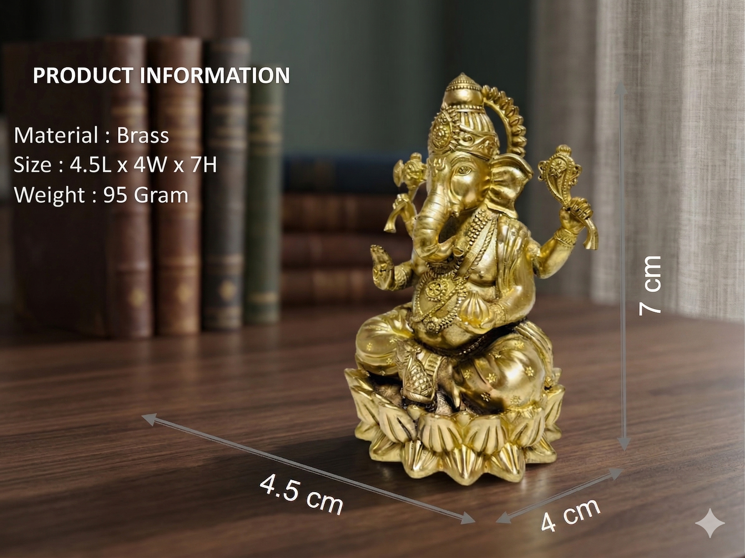 Premium Brass Lord Ganesha Idol on Lotus Base – Handcrafted Spiritual Home Decor