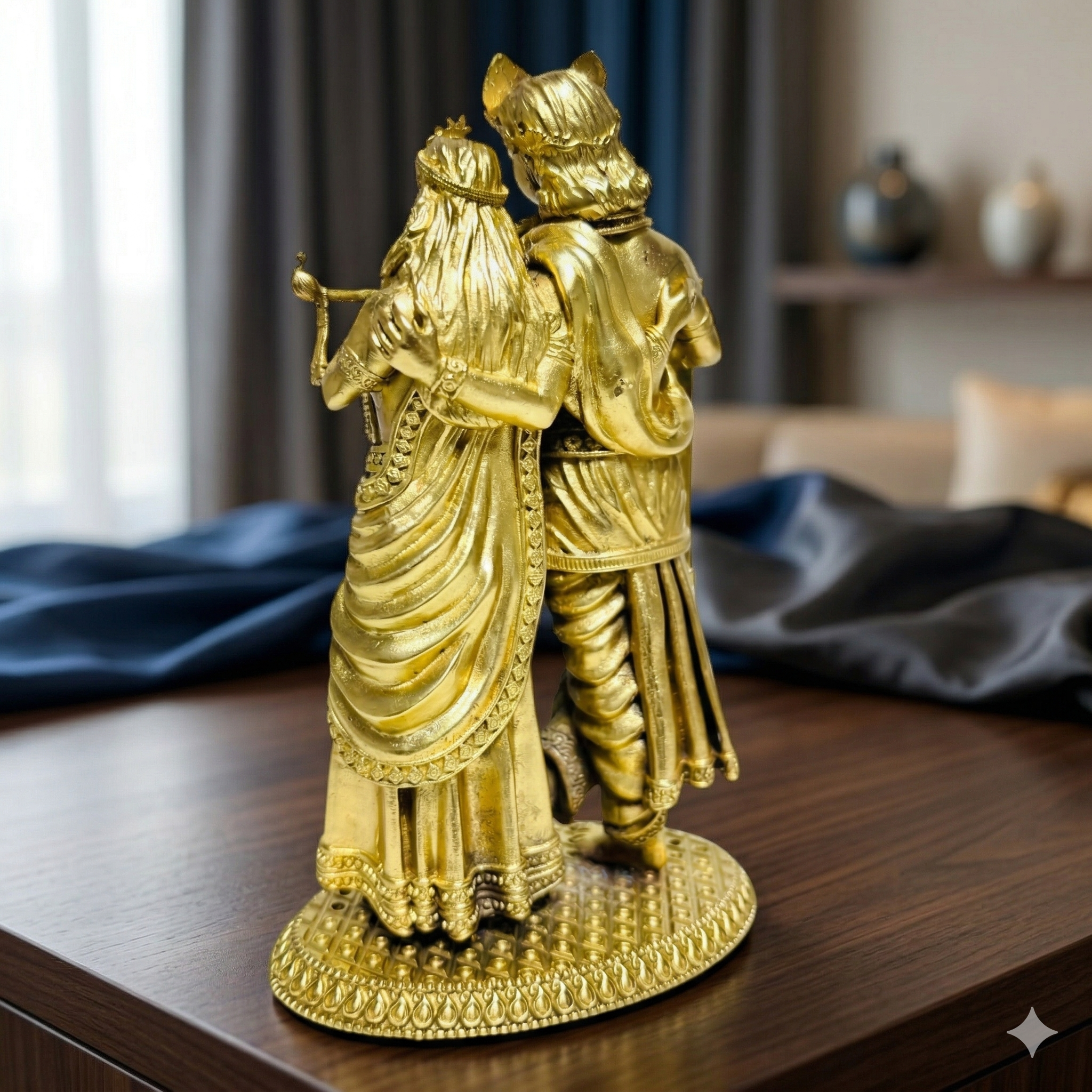 Premium 100% Brass Radha Krishna Idol  | Divine Flute Playing Couple Statue for Home Decor & Gifting
