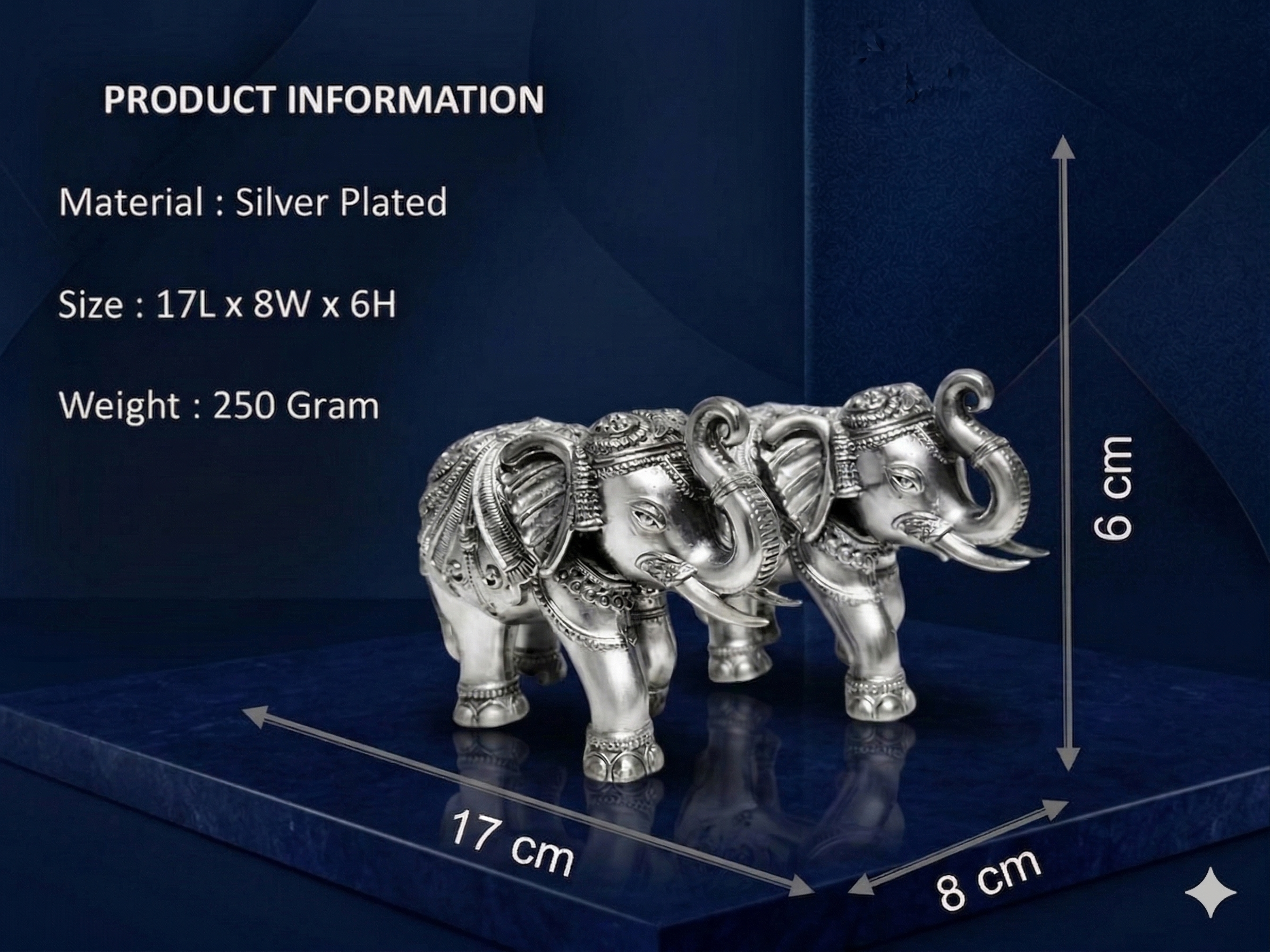 Oxidized Silver-Plated Elephant Pair – Premium Brass Vastu Idol Set for Home Décor, Office Display & Luxury Gifting
