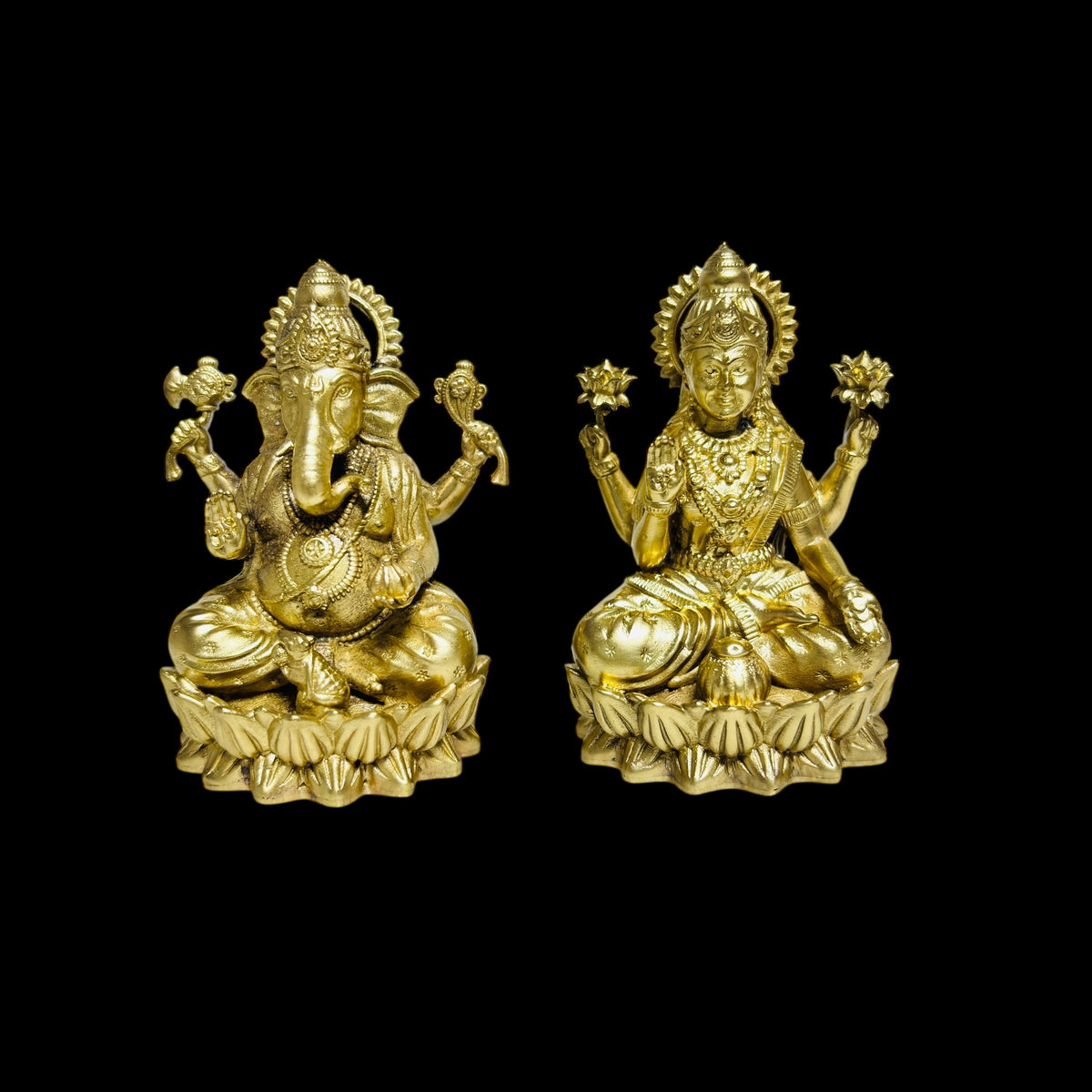 Premium Pure Brass Laxmi Ganesh Idol Set for Pooja & Home Mandir (7cm Height)