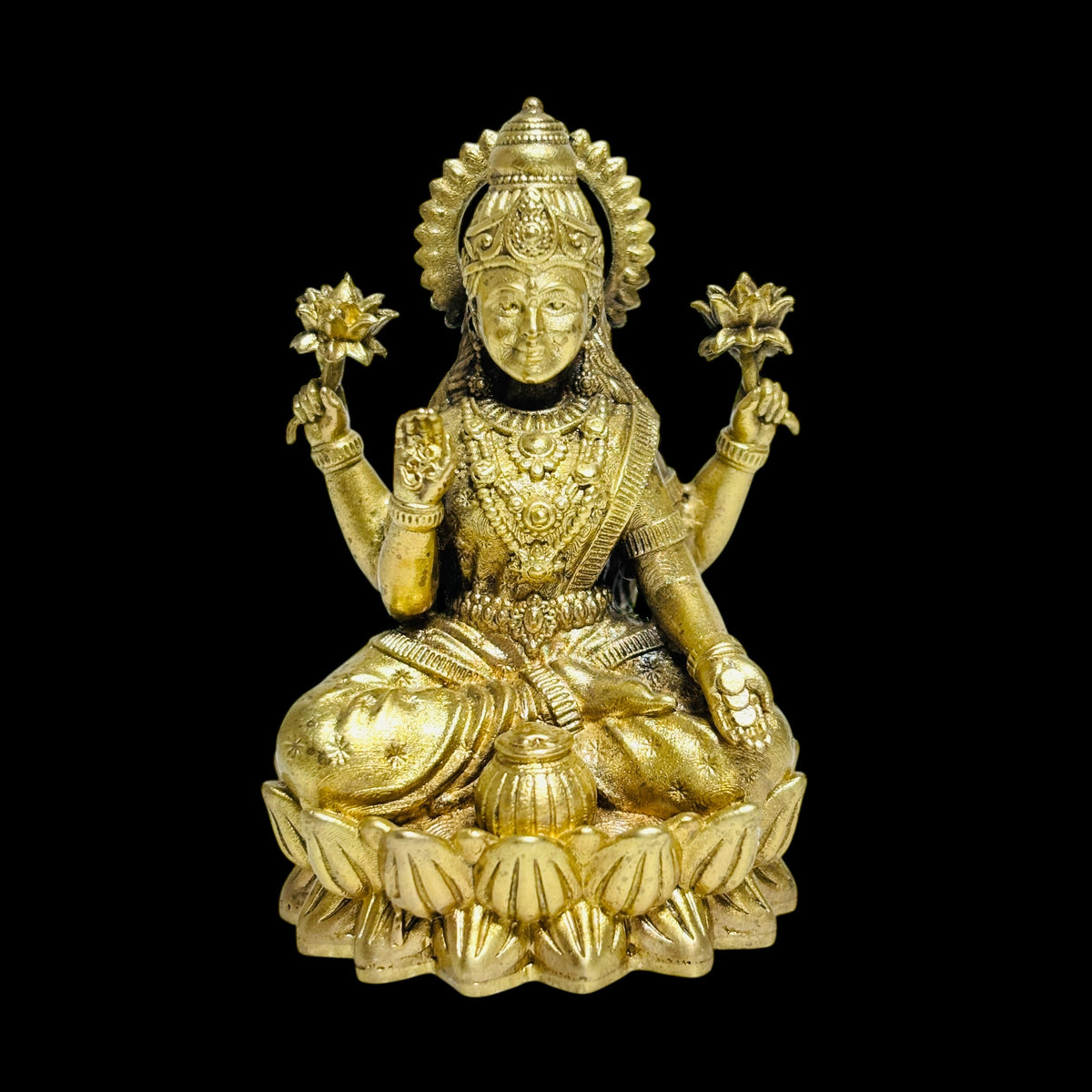 Premium Brass Goddess Lakshmi Idol for Pooja & Home Mandir (7 cm)