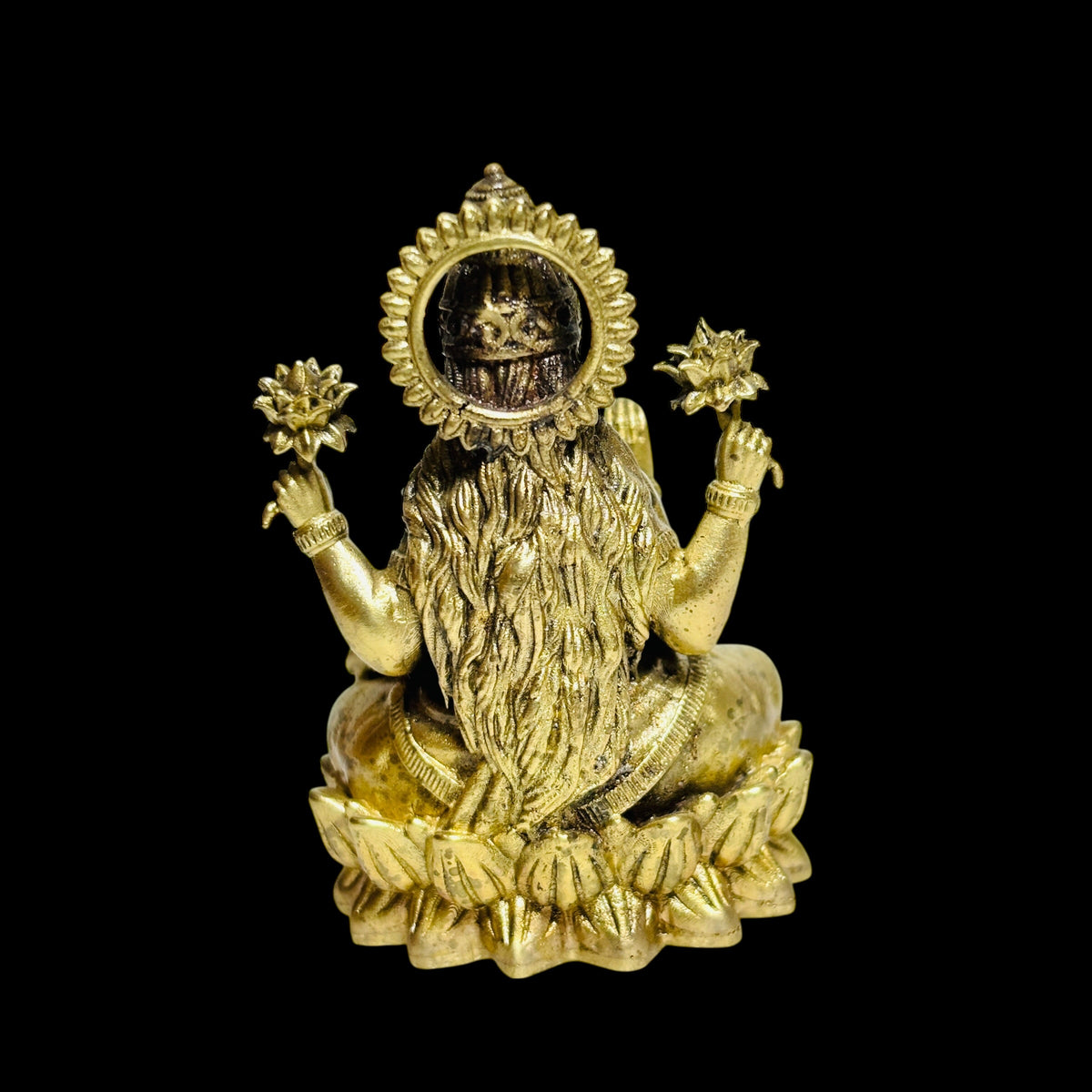 Premium Brass Goddess Lakshmi Idol for Pooja & Home Mandir (7 cm)