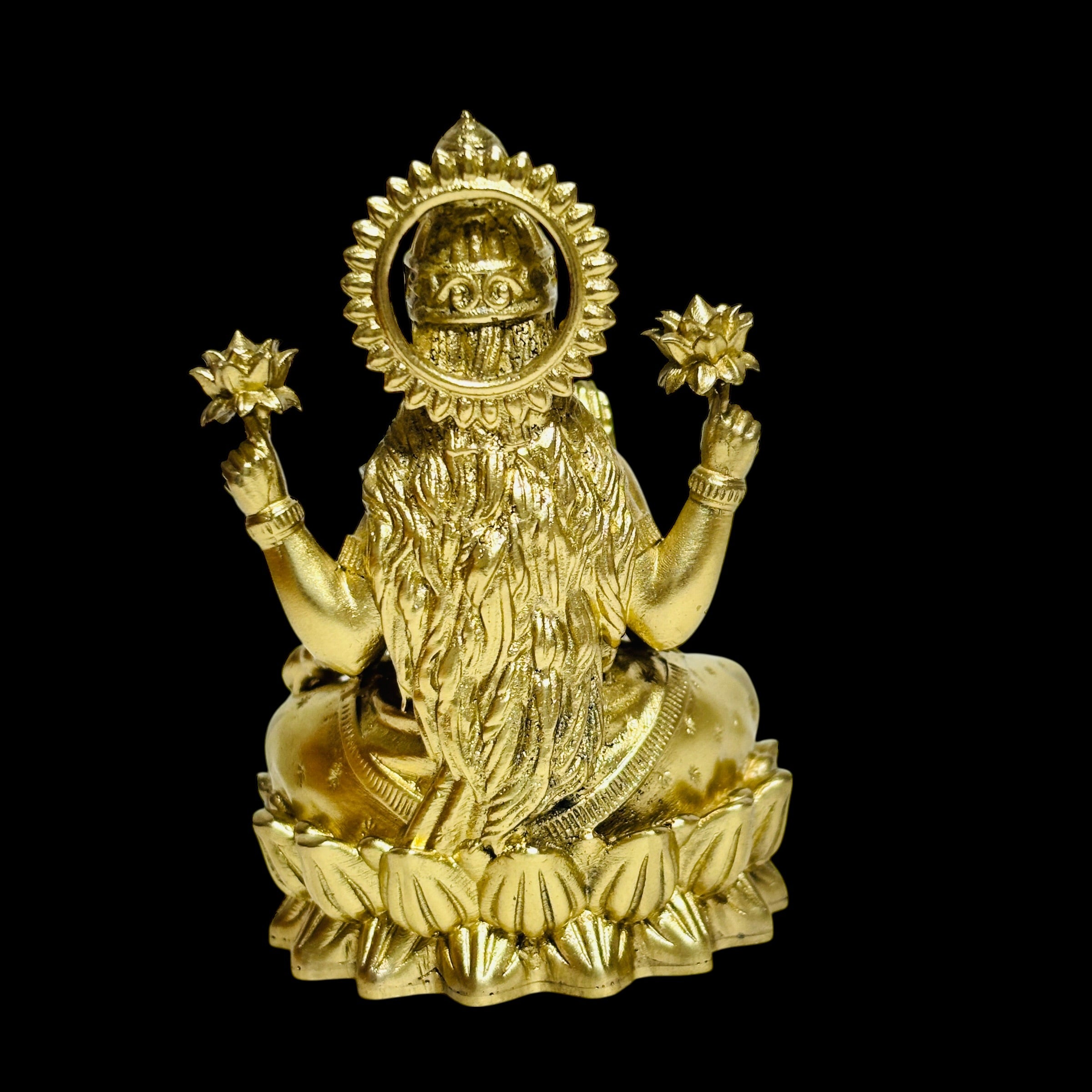 Premium Brass Goddess Lakshmi Idol for Pooja & Home Mandir (10 cm)