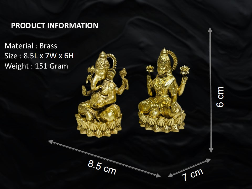 Handcrafted Brass Lakshmi Ganesha Murti Set – Fine Detailing & Premium Finish