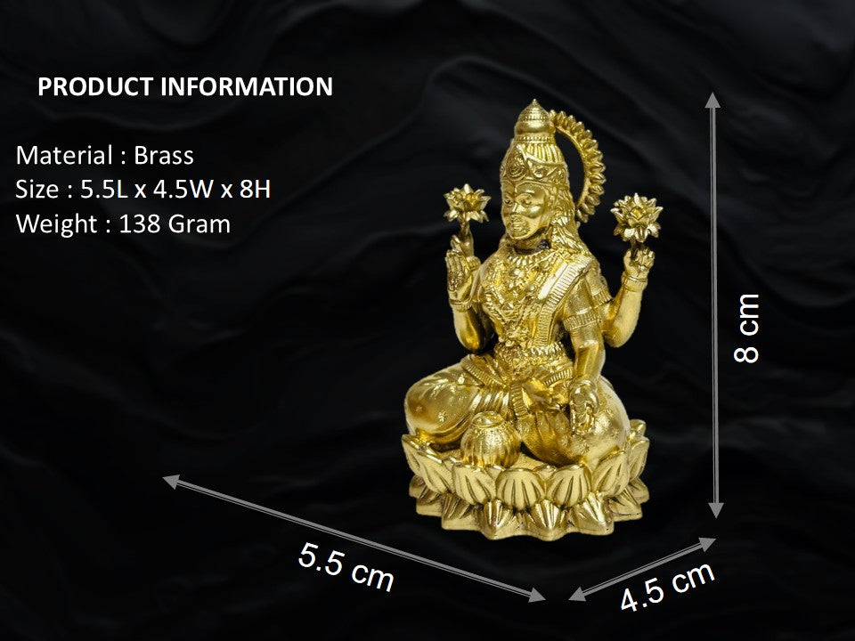 Premium Brass Goddess Lakshmi Idol for Pooja & Home Mandir (8 cm)