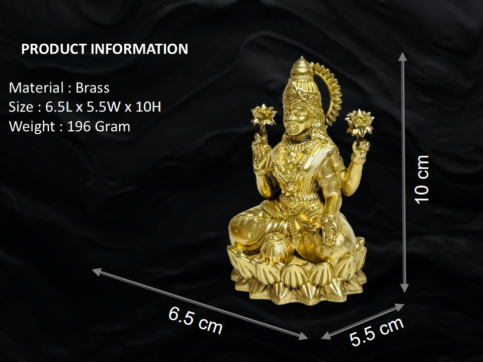 Premium Brass Goddess Lakshmi Idol for Pooja & Home Mandir (10 cm)