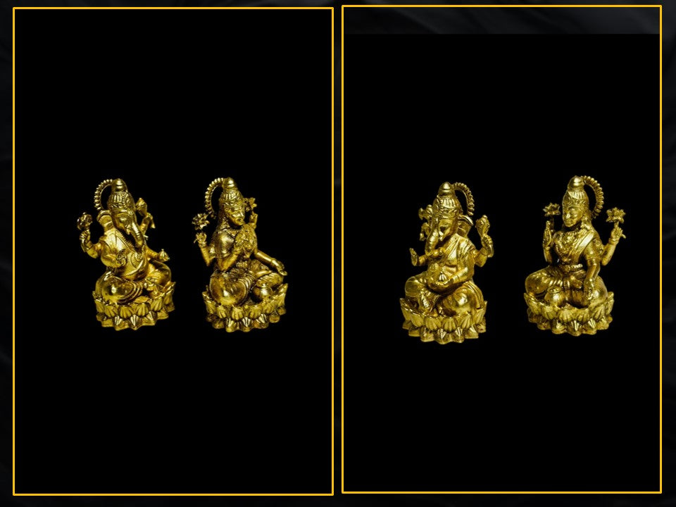 Miniature Brass Lakshmi Ganesha Murti Set – Fine Detailing & Premium Finish(5cm)