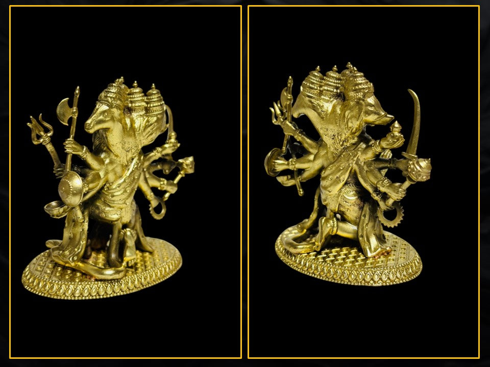 Pure Brass Panchmukhi Hanuman Idol for Home Mandir, Car Dashboard & Gifting (8cm)
