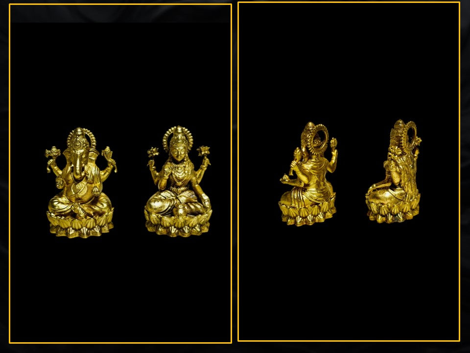 Miniature Brass Lakshmi Ganesha Murti Set – Fine Detailing & Premium Finish(5cm)