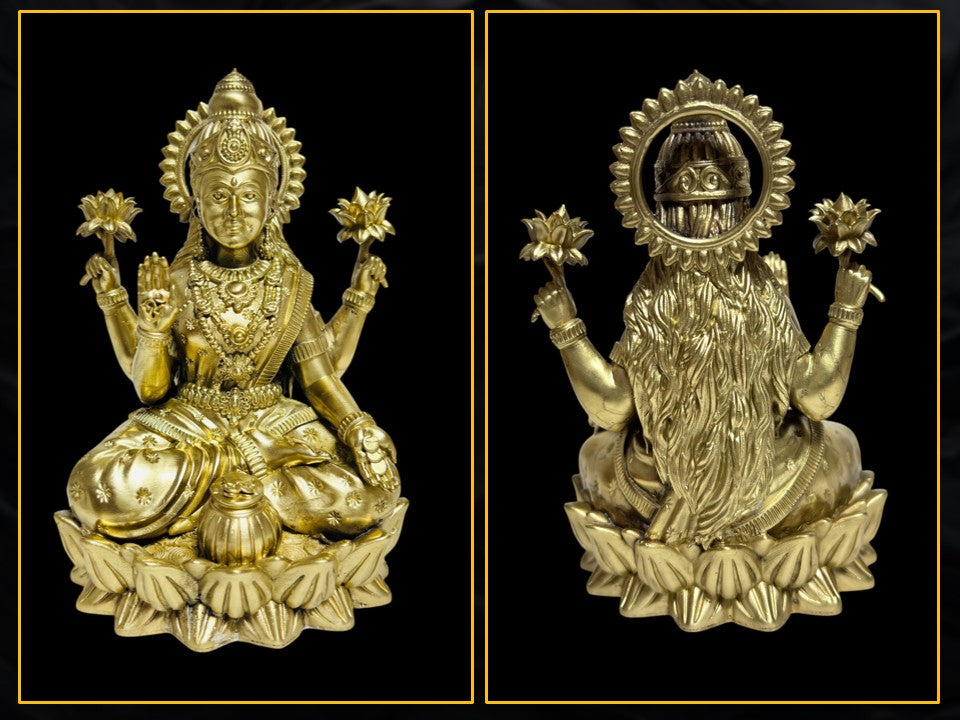 Premium Brass Goddess Lakshmi Idol for Pooja & Home Mandir (11 cm)