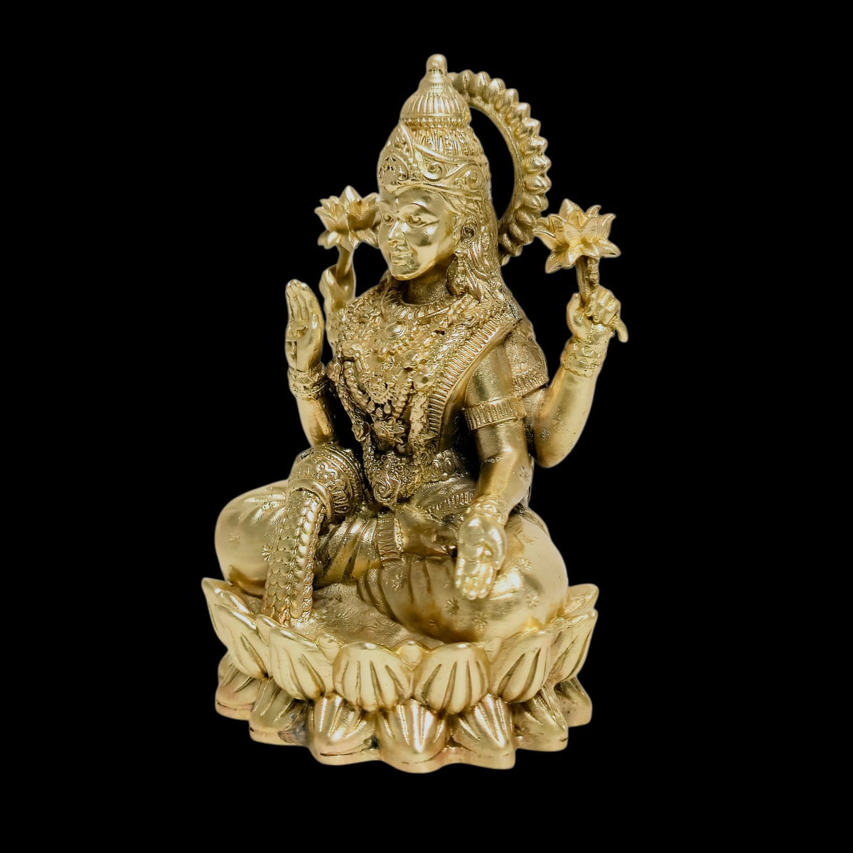 Premium Brass Goddess Lakshmi Idol on Lotus Base