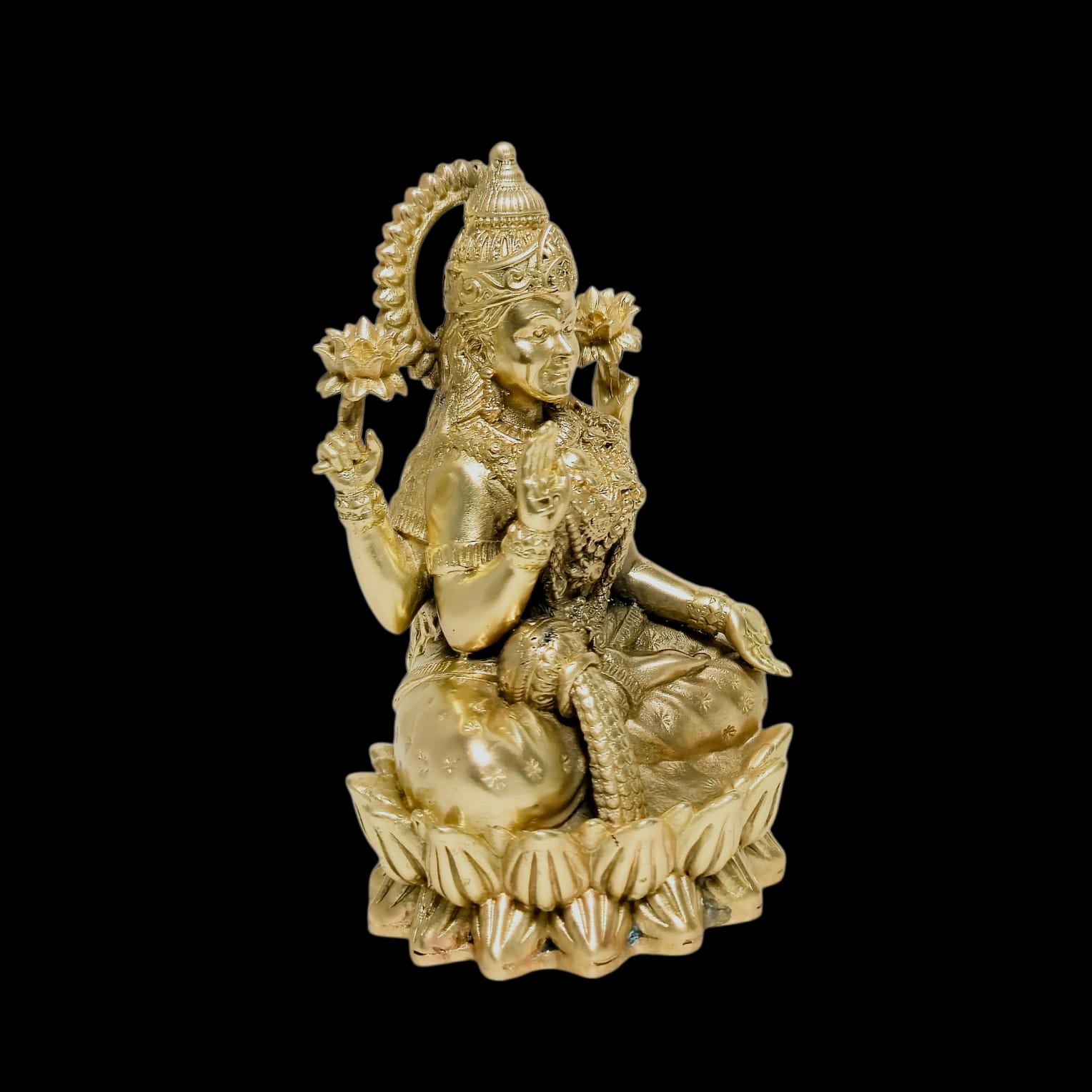 Premium Brass Goddess Lakshmi Idol on Lotus Base