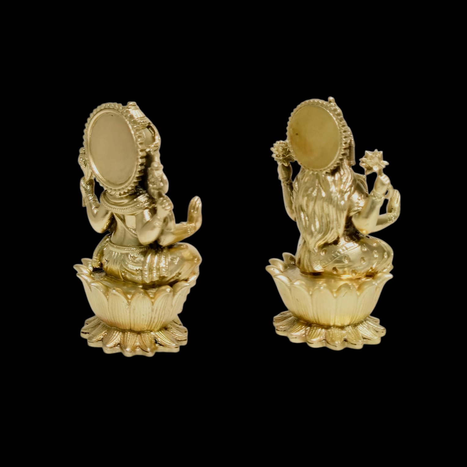 Premium Brass Laxmi Ganesh Idol Set on Lotus Base