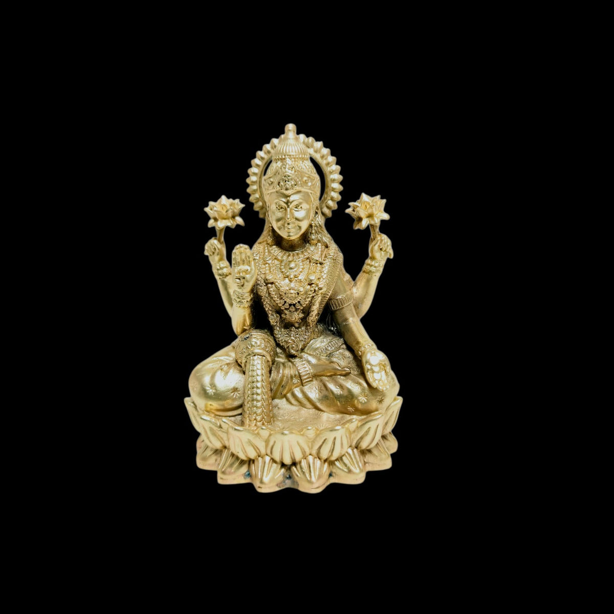Premium Brass Goddess Lakshmi Idol on Lotus Base